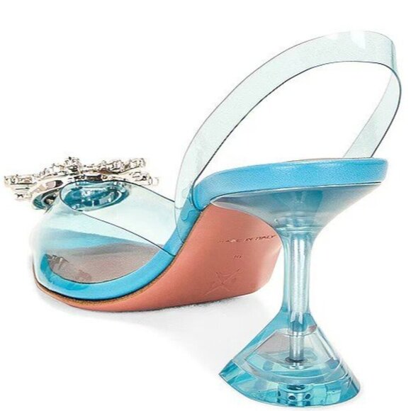 AMINA MUADDI Begum Glass Sling Pump in Sky 38 With Box Womens High Heels - Picture 7 of 17